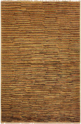handmade Modern Gabbeh Beige Rust Hand Knotted RECTANGLE 100% WOOL area rug 4  x 6